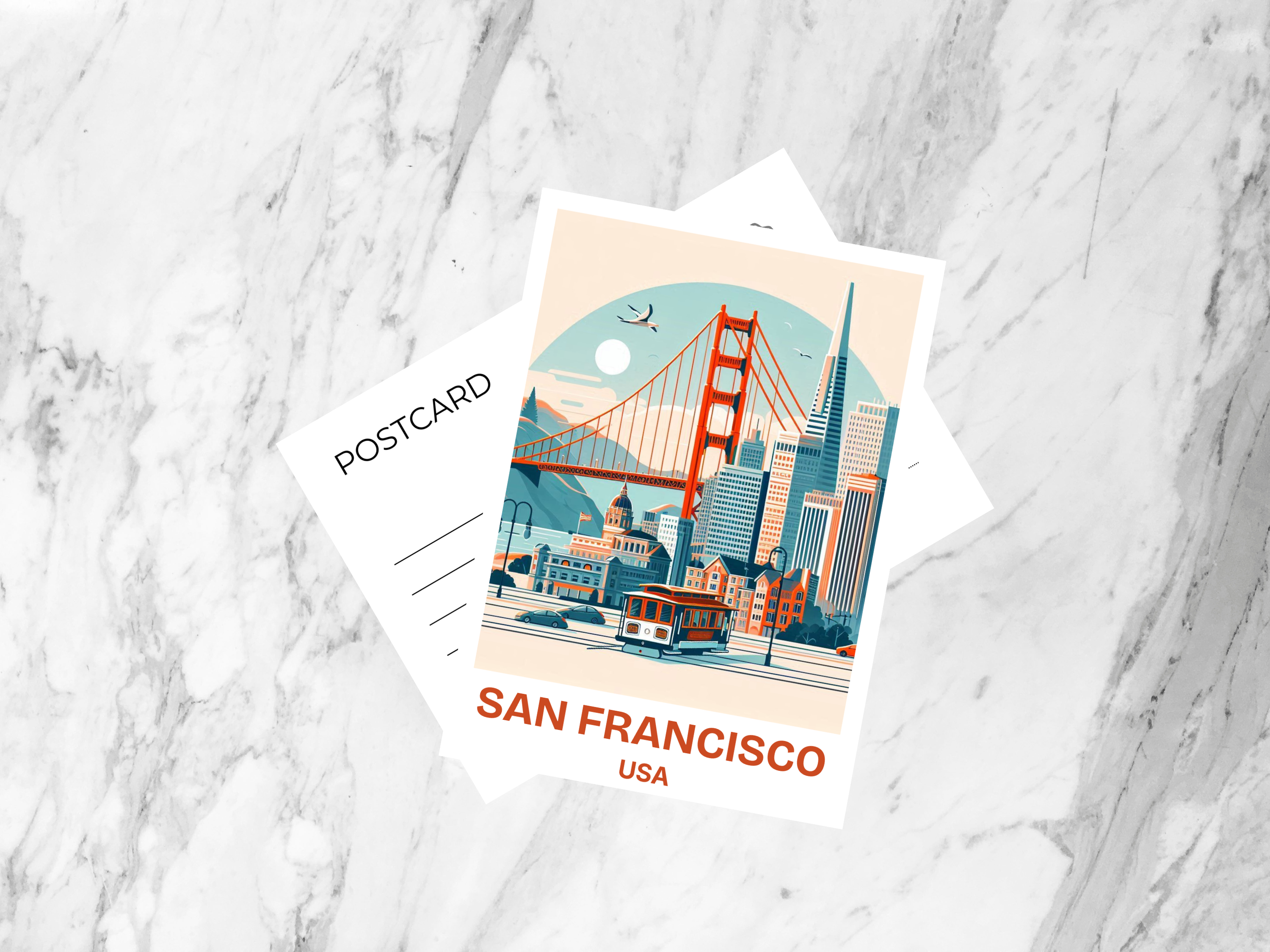 San Francisco Postcard Blank USA Holiday Postcard Print Gift for Traveler Travel Scrapbook Vintage Postcards Handmade New York Postcard