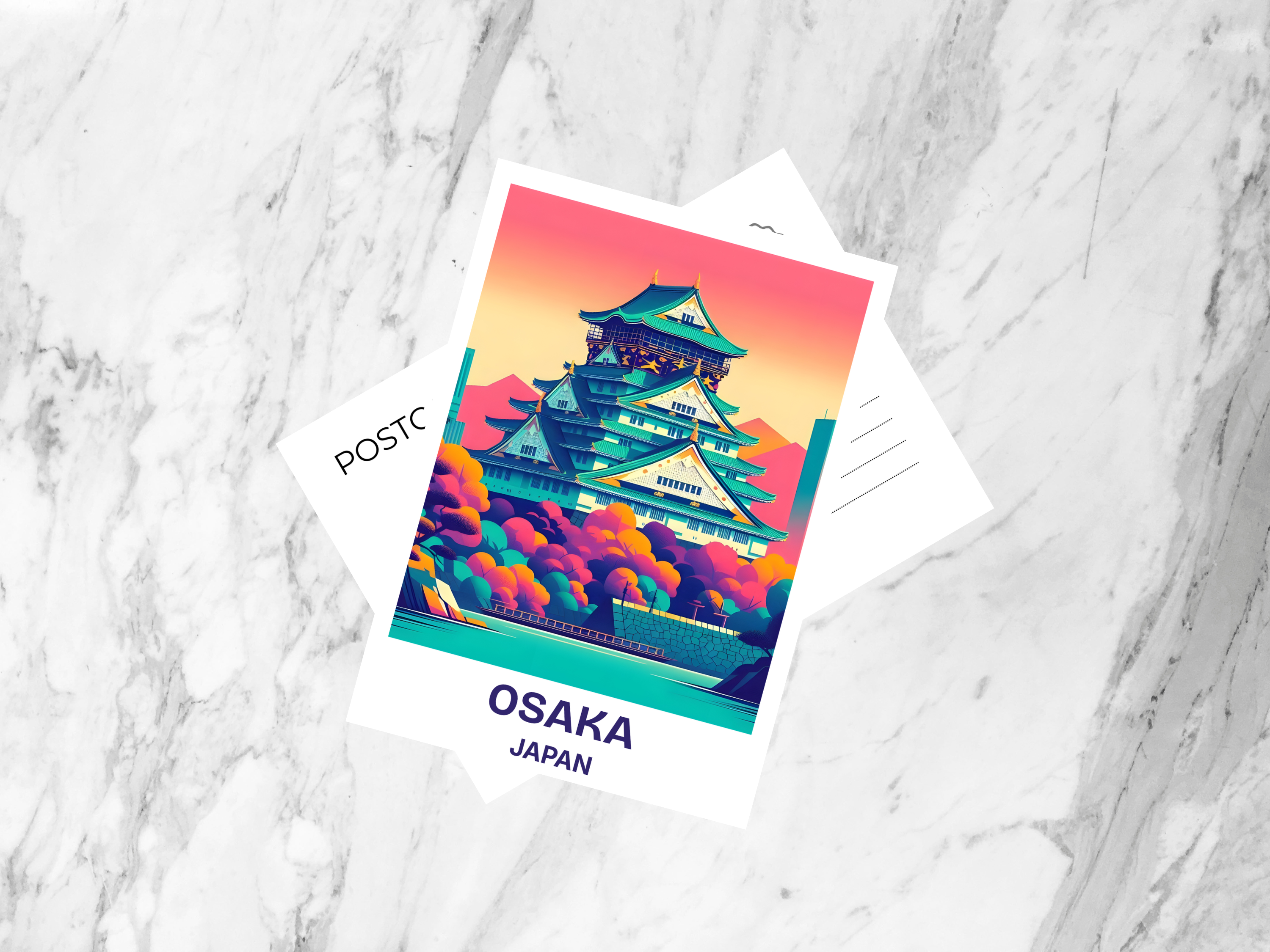 Osaka Castle Postcard Japanese Holiday Travel Accessories Blank Travel Journal Postcard Cute Travel Keepsake Tokyo Travel Postcard