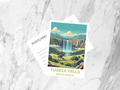 Tugela Falls South Africa Travel Postcard Retro Vintage Travel Poster Mid Century Waterfall Scenic Illustration Tourism Art Card