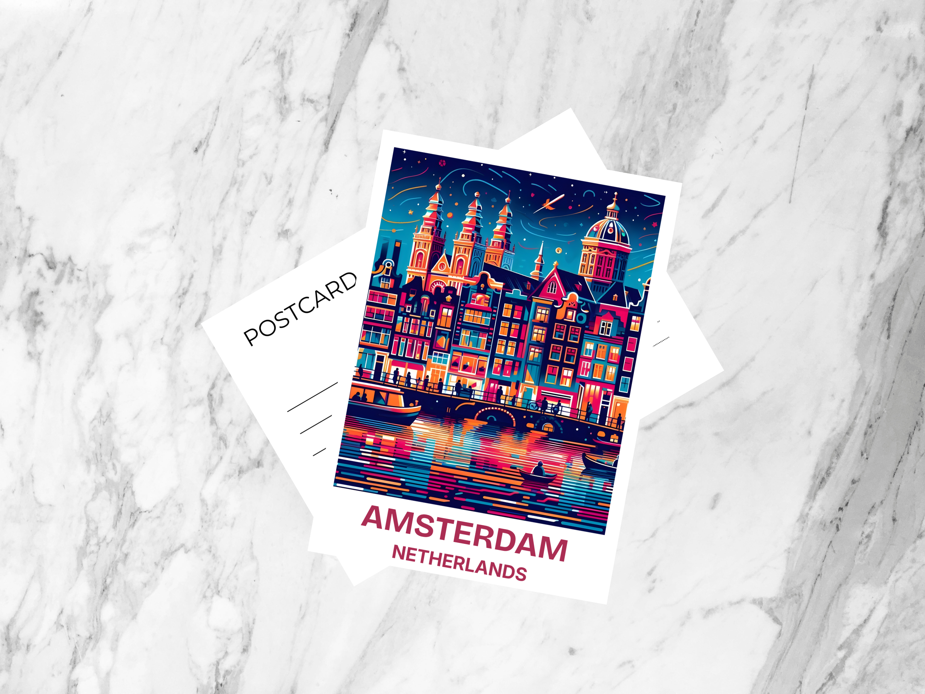Amsterdam Travel Postcard Blank Holiday Postcard Gift for Traveler Netherlands Travel Keepsake Accessory Europe Vacation Memento