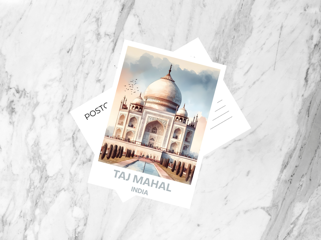 Taj Mahal Postcard Asia City Travel Postcard Wonder of World Poster Print India City Portrait Postcard Summer Vacation Souvenir
