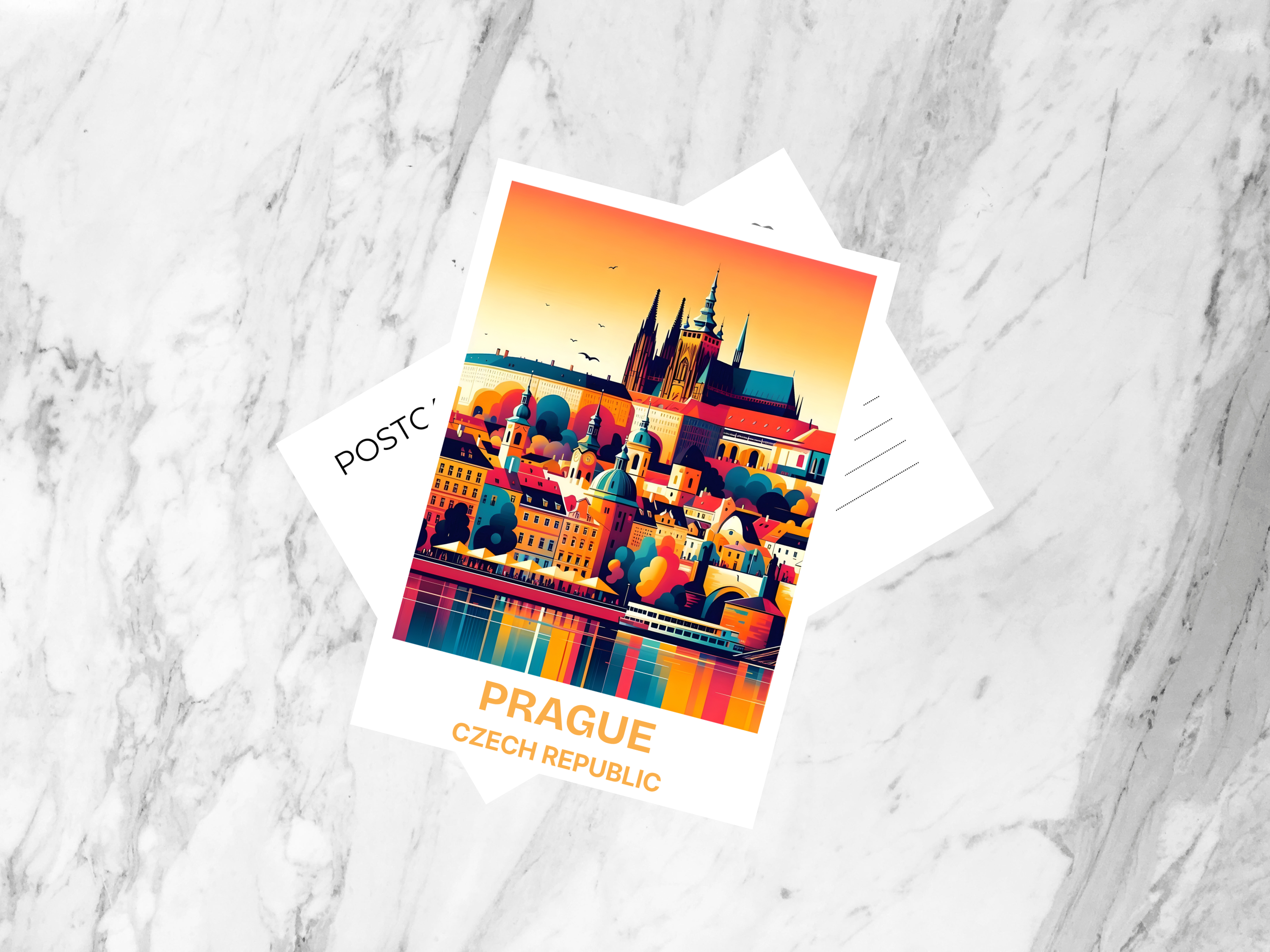 Prague Postcard Czech Republic Travel Souvenir Watercolor Card Prague Castle Art Historic European Landmark Wall Art Gift