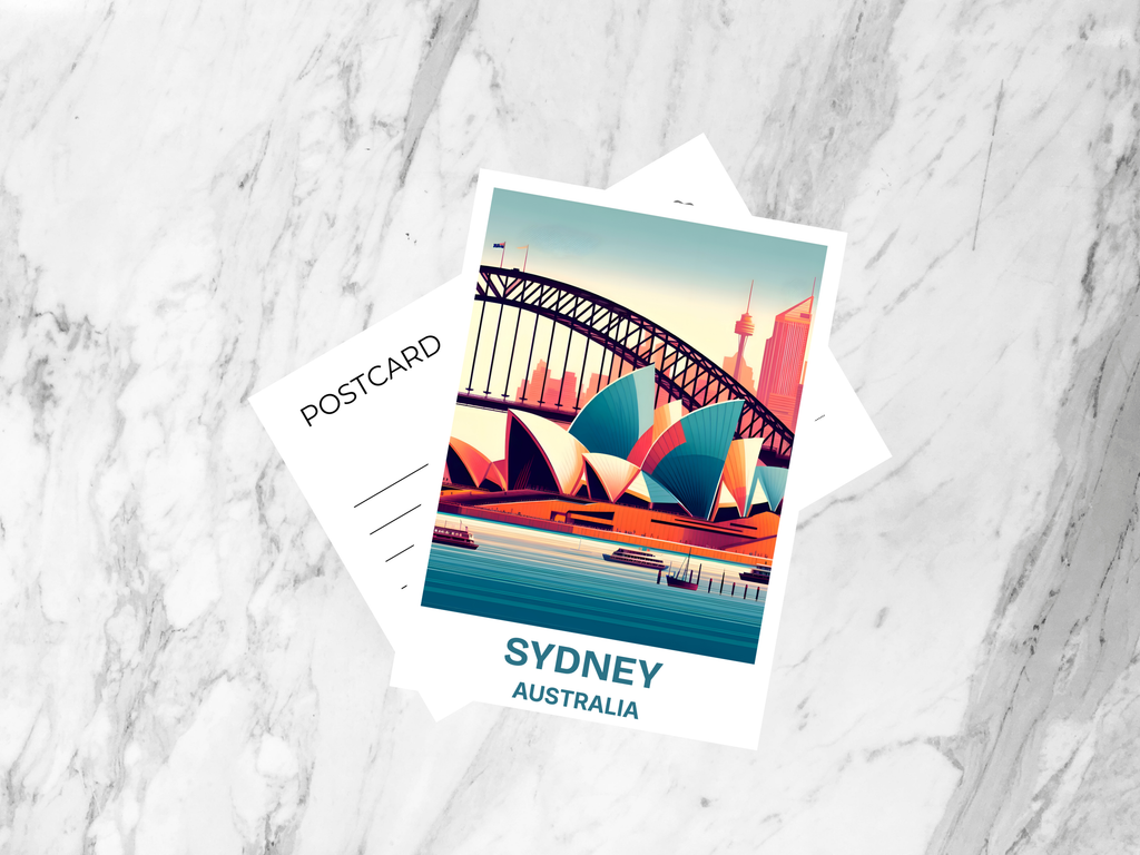 Cute Sydney Travel Postcard Handmade Blank Australia Postcard Print Gift for Traveler Oceania Holiday Postcard Travel Keepsake Postcards