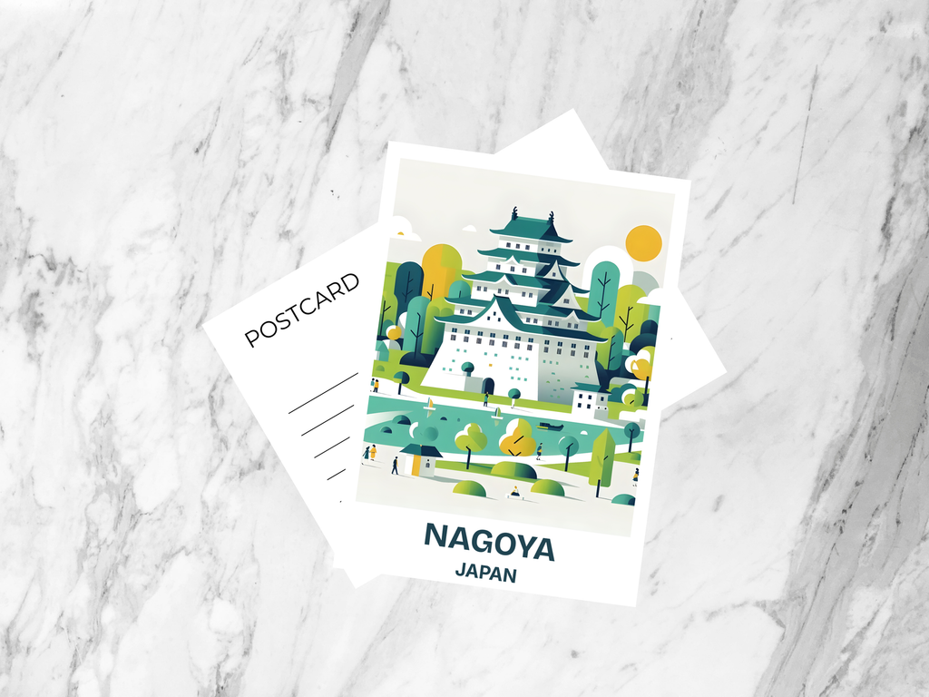 Nagoya Travel Postcard Blank Japanese City Holiday Keepsake Gift for Traveler Custom Vintage Art Postcard Prints Watercolor Postcard Print