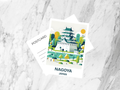 Nagoya Travel Postcard Blank Japanese City Holiday Keepsake Gift for Traveler Custom Vintage Art Postcard Prints Watercolor Postcard Print