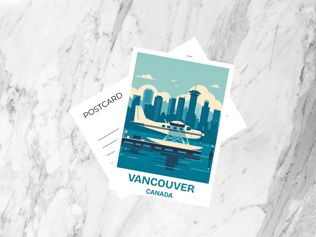 Handmade Vancouver Holiday Postcard Gift for Traveler Canada Travel Postcard Print Blank Travel Scrapbook Keepsake Travel Diary Postcards