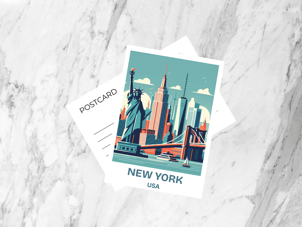 New York Travel Postcard Blank USA Holiday Postcard Print America Holiday Travel Scrapbook Keepsake Gift for Traveler Brooklyn Postcard