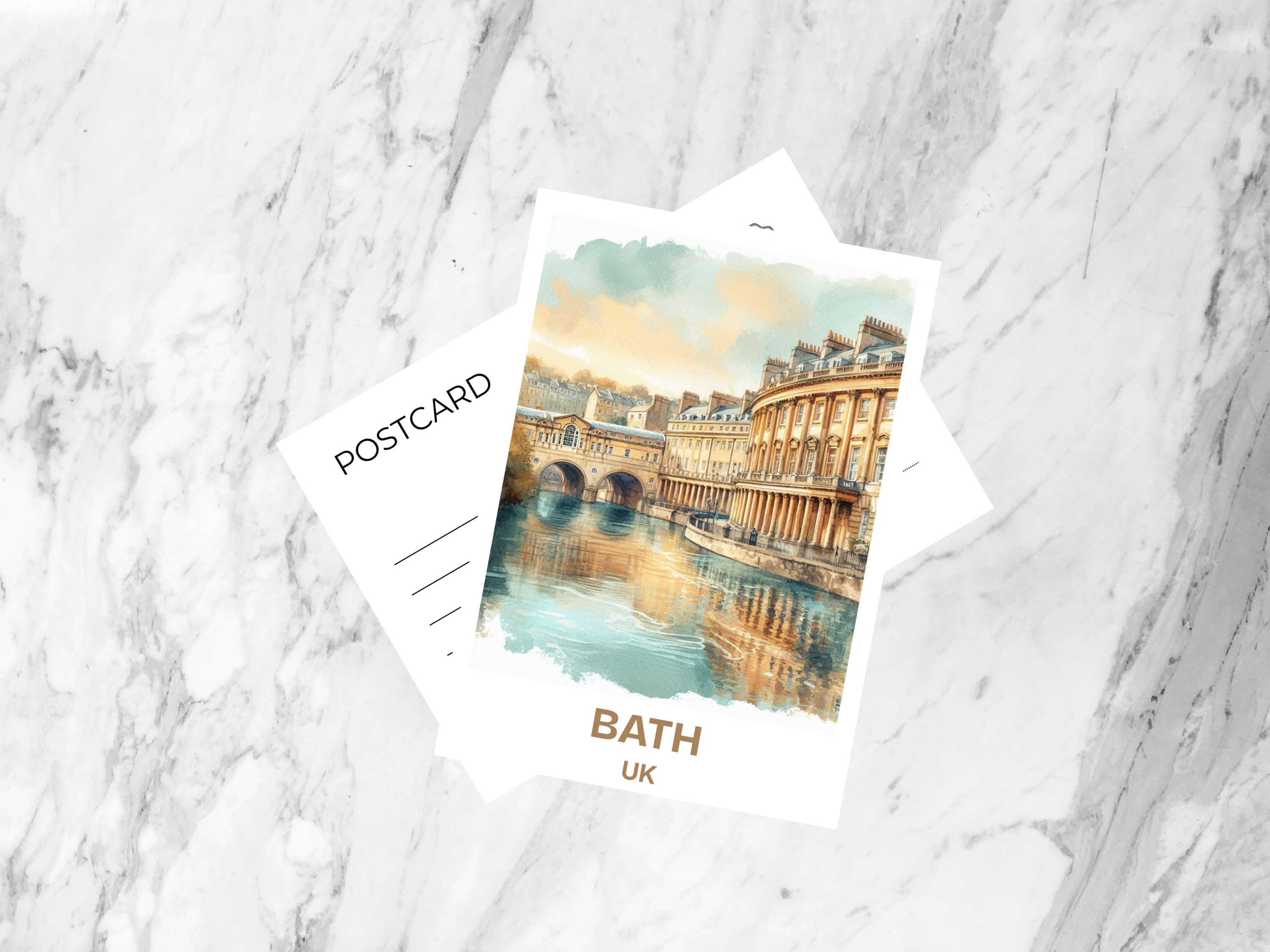 Bath Postcard London Holiday Handmade Travel Postcard Europe Travel Diary Keepsake Gift for Travelers UK Watercolor Poster Print