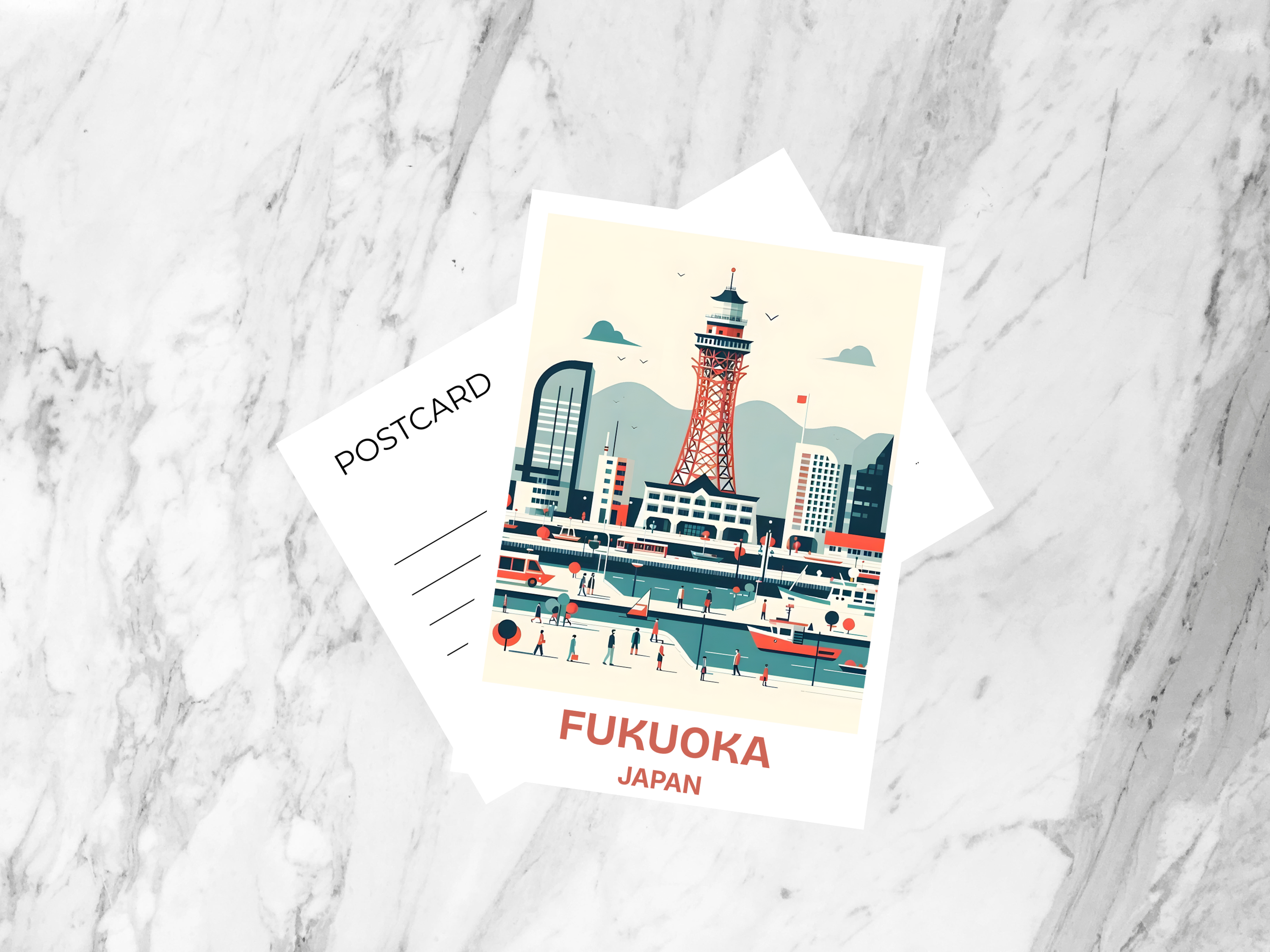 Fukuoka Postcard Japanese Holiday Handmade Postcard Asia Travel Diary Keepsake Gift for Traveler Blank Tokyo Postcard Travel Accessory