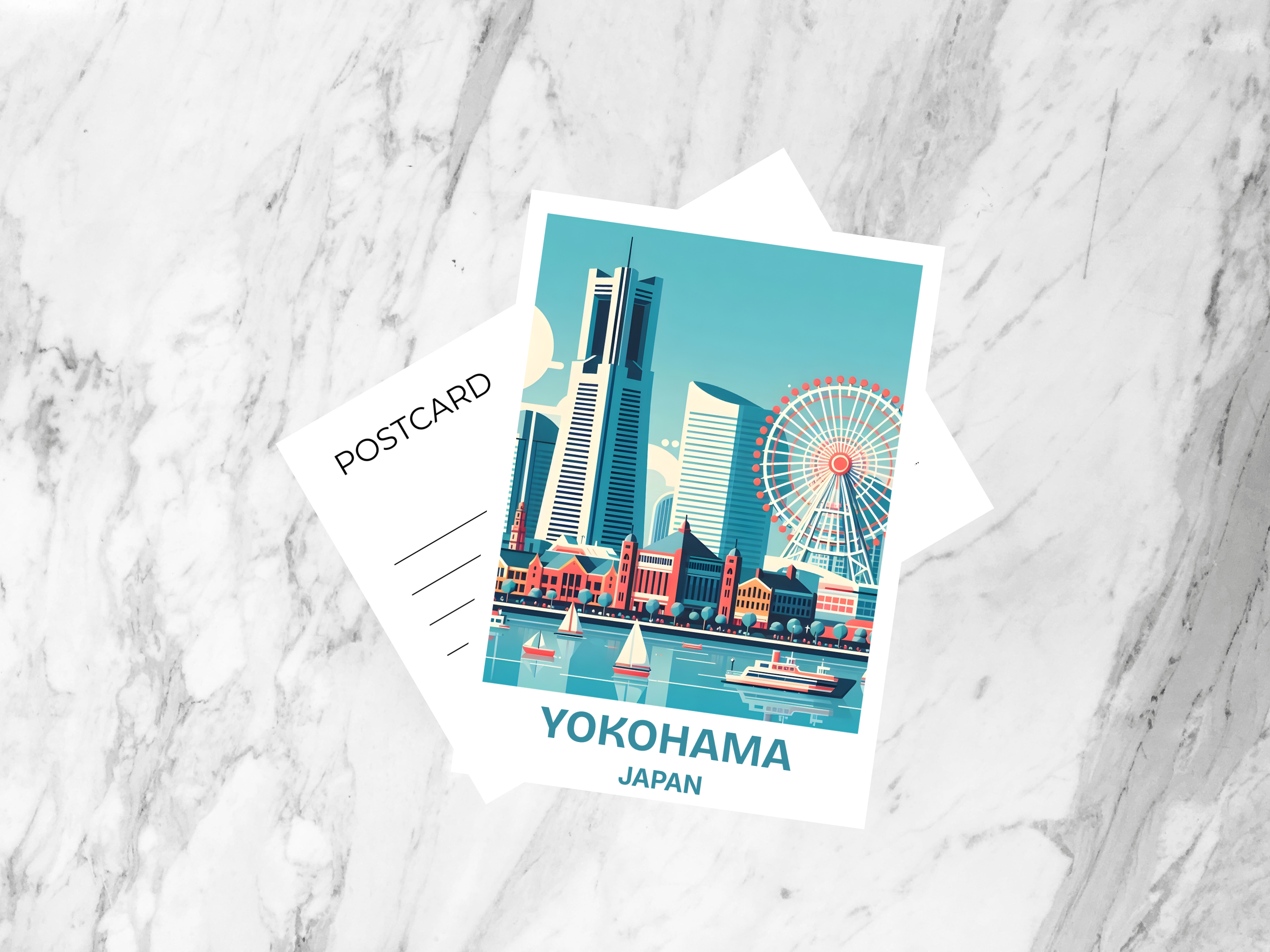 Yokohama Travel Postcard Tokyo Travel Scrapbook Japanese City Postcards Japan Travel Art Gift for Traveler Holiday Postcard for Travel Album