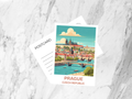 Prague Retro Travel Poster Postcard Mid Century Illustration Prague Czech Republic Vintage Tourism Art Card for Travel Collectors