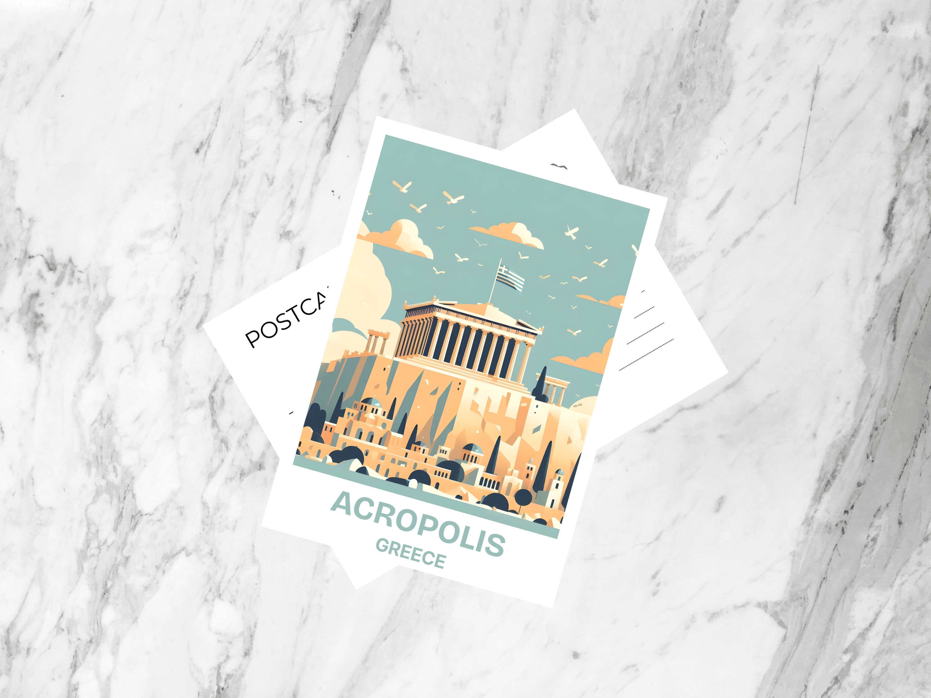 Acropolis Postcard Greece Summer Holiday Postcard Blank Travel Postcard Europe Vacation Keepsake Travel Diary Gift for Traveler