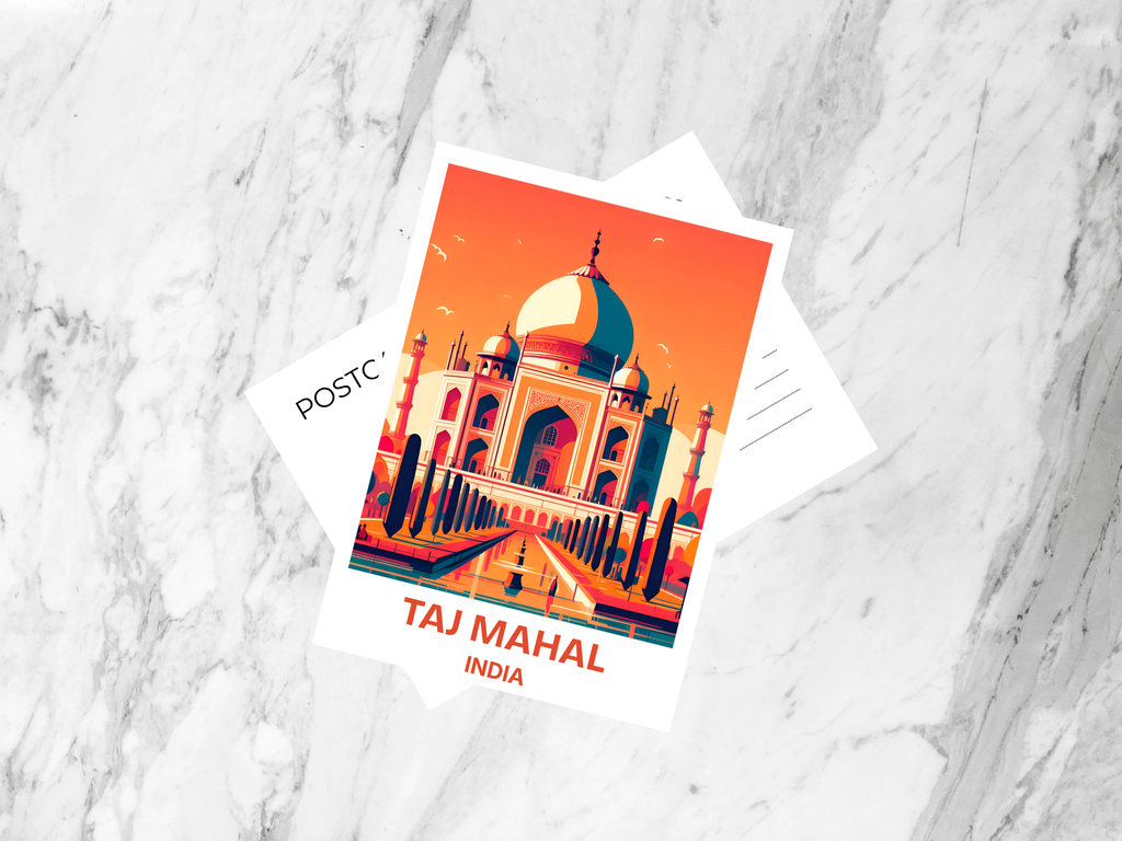 Taj Mahal Watercolor Travel Postcard India Holiday Travel Diary Keepsake Asia Travel Album Accessory Blank Art Postcard Set