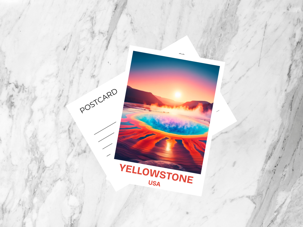 Handmade Yellowstone National Park Travel Postcard Gift for Traveler Cute USA Holiday Postcard Blank Travel Journal Keepsake Postcard Print