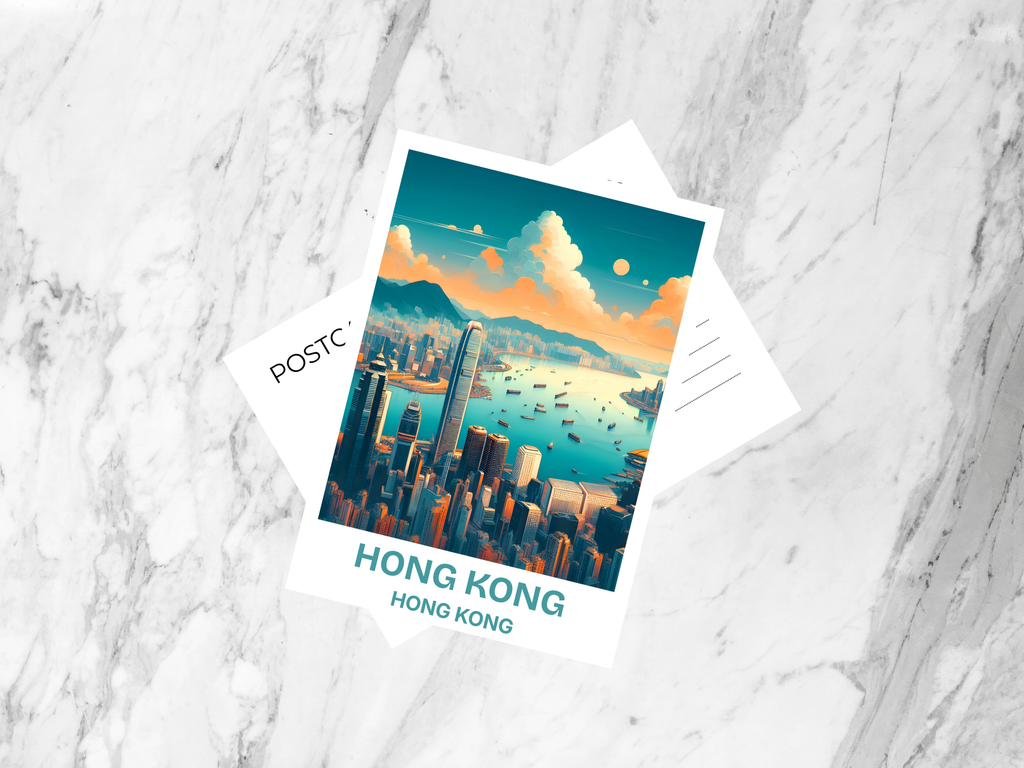 Hong Kong Travel Postcard Cute Blank Holiday Handmade Postcard Summer Vacation Keepsake Travel Diary Accessory Gift for Traveler