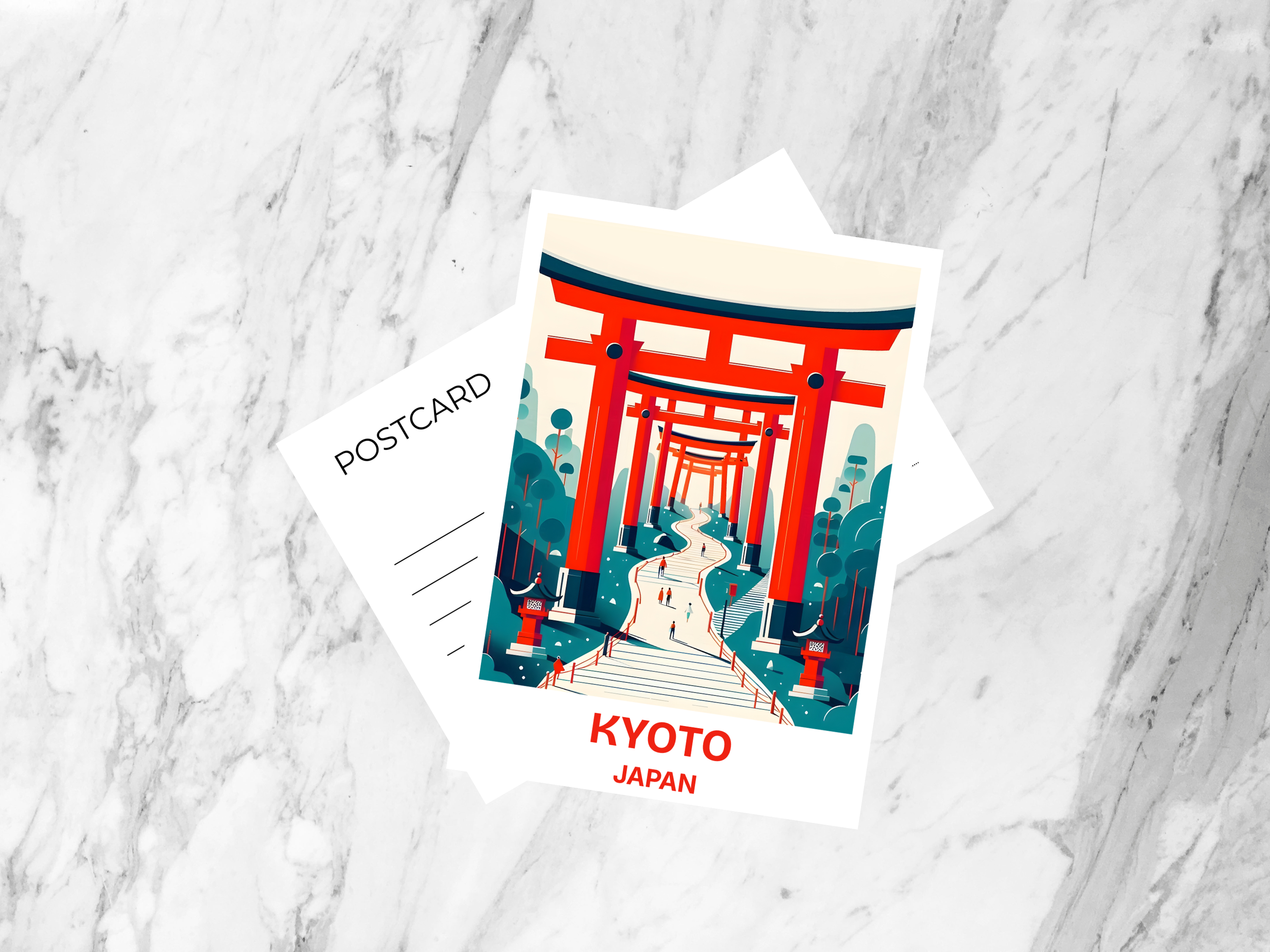 Japanese City Travel Postcard Cute Blank Kyoto Torii Gates Handmade Postcard Tokyo Summer Vacation Keepsake Travel Diary Accessory