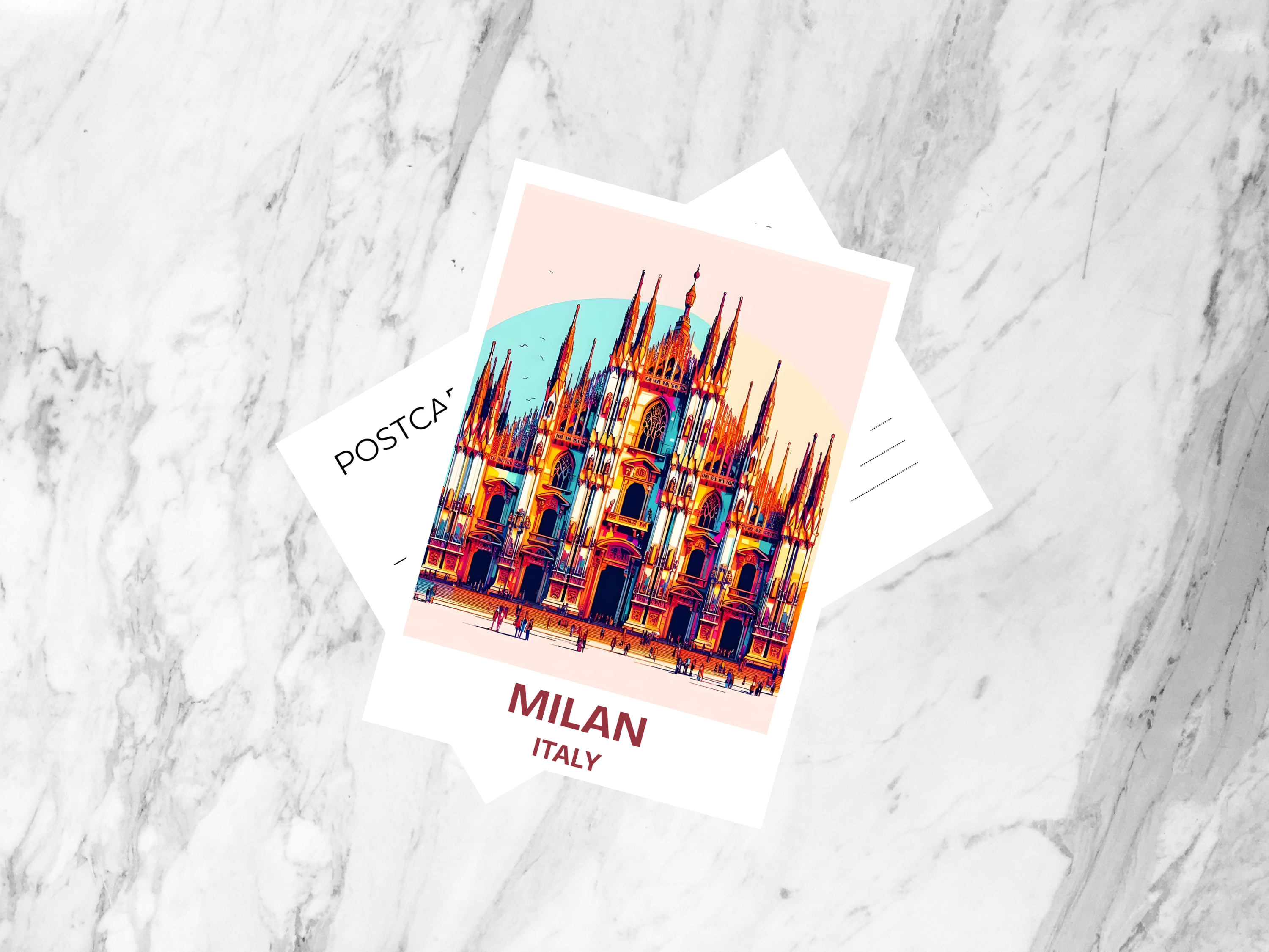 Milan Travel Postcard Travel Scrapbook Blank Italian Postcards Europe Travel Art Gift for Travelers Holiday Postcard for Travel Album