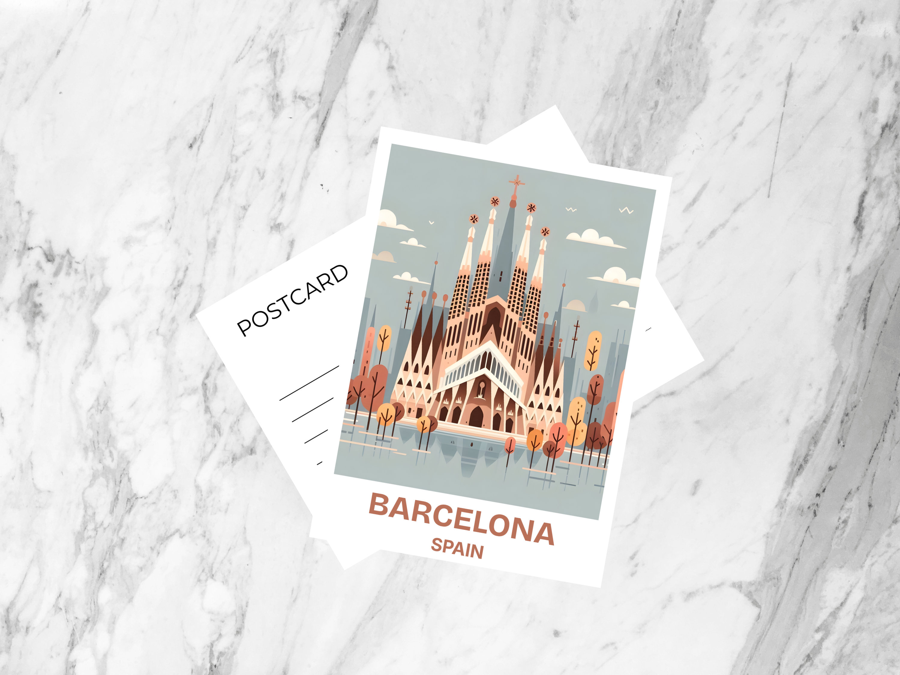 Barcelona Travel Postcard Sagrada Familia Holiday Postcard Print Blank Travel Postcard Gift for Travelers Spain Travel Diary Keepsake