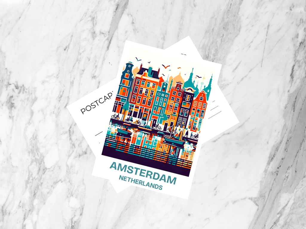 Netherlands Postcard Amsterdam Holiday Handmade Travel Postcard Europe Travel Diary Keepsake Gift for Travelers Netherlands Poster Print