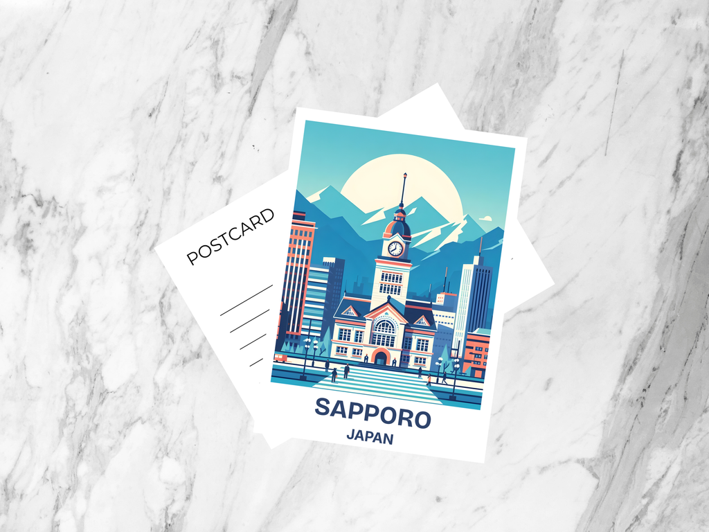 Blank Sapporo Postcard Japan Holiday Handmade Travel Postcard Japanese Travel Diary Keepsake Gift for Travelers Tokyo Poster Print