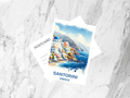 Santorini Watercolor Postcard Greece Holiday Travel Postcard Gift for Travelers Blank Europe Art Postcard Prints Travel Book Keepsake