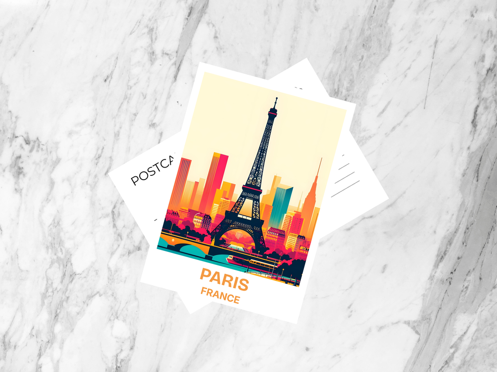 France Travel Postcard Paris Eiffel Tower Souvenir Collectible Art Card for Tourists, Romantic Gifts, and Collectors