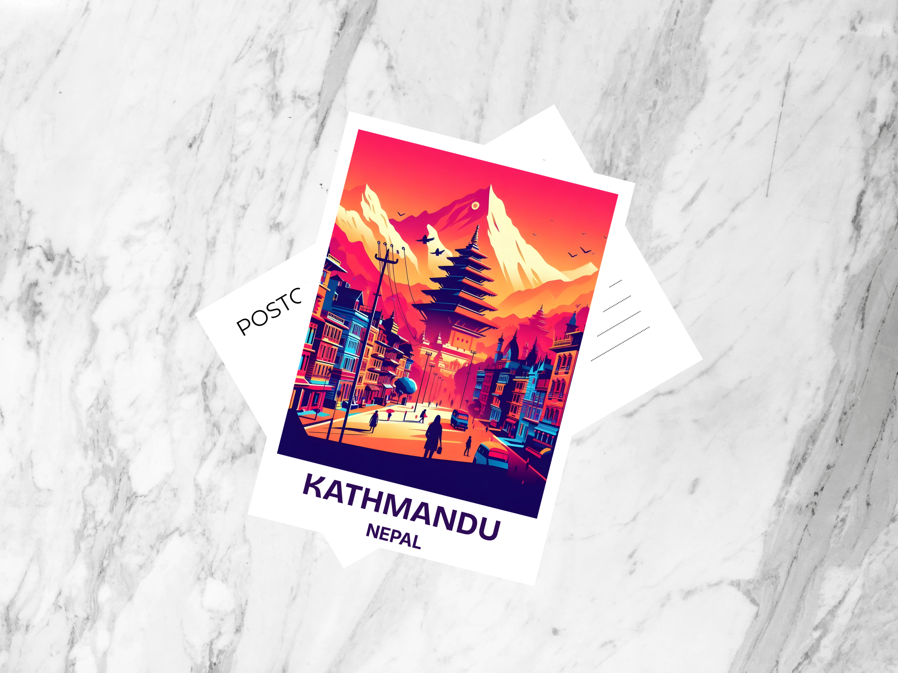 Nepal Travel Postcard Blank Kathmandu Holiday Travel Diary Keepsake Mt Everest Basecamp Poster Print Gift for Travelers