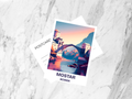 Postcard from Mostar, Bosnia on a marble surface