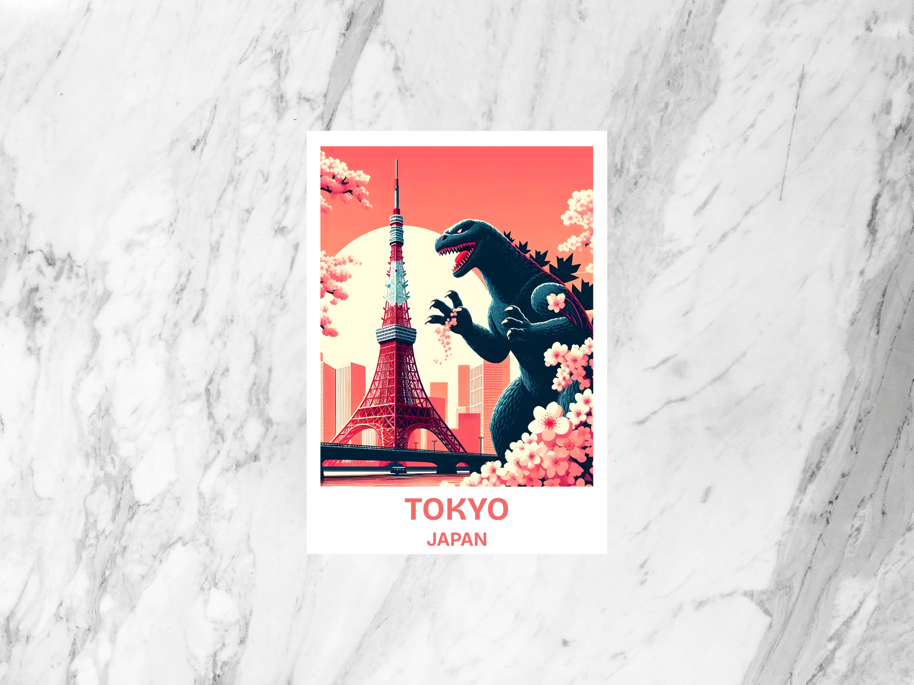 Tokyo Travel Postcard Japanese City Poster Tokyo Tower Photo World City Traveler Asia Summer Vacation Memento A6 Holiday Card Godzilla Art
