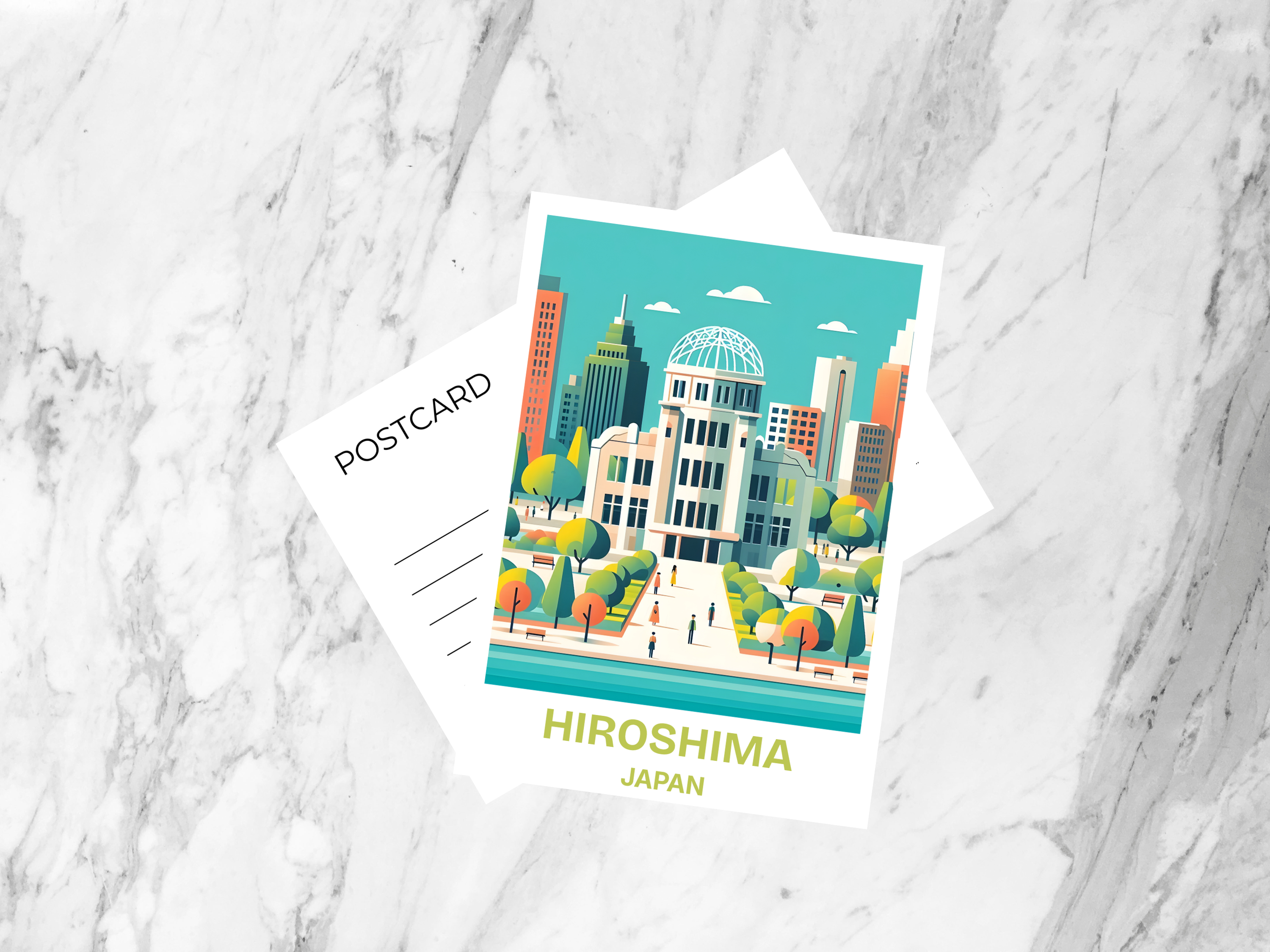 Blank Hiroshima Travel Postcard Japanese City Holiday Memento Travel Diary Postcard Tokyo Travel Postcard Summer Vacation Bookmark Gift