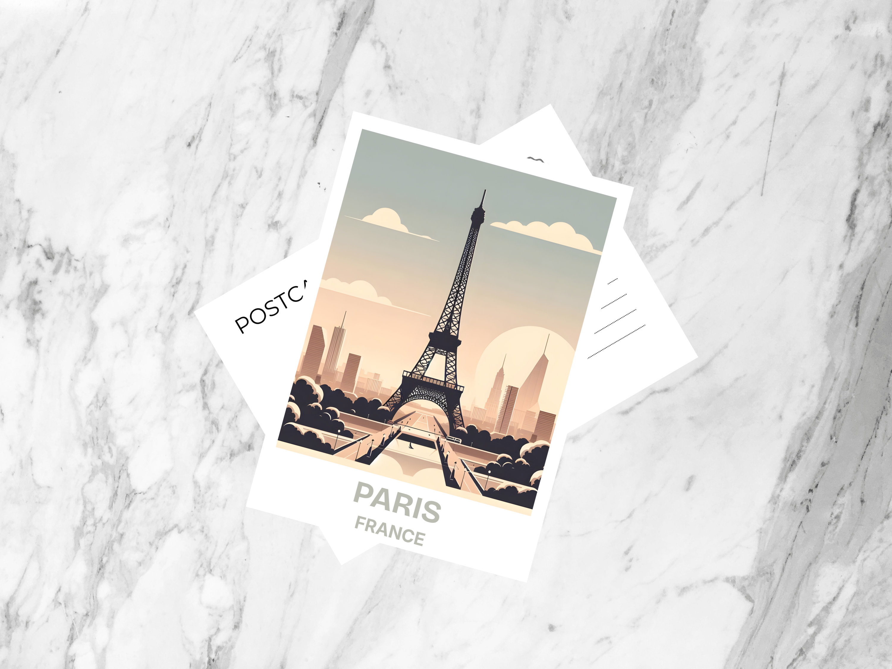 Blank Eiffel Tower Holiday Postcard Gift for Traveler Handmade Unique Cute France Postcard Print Travel Diary Keepsake Vacation Memento