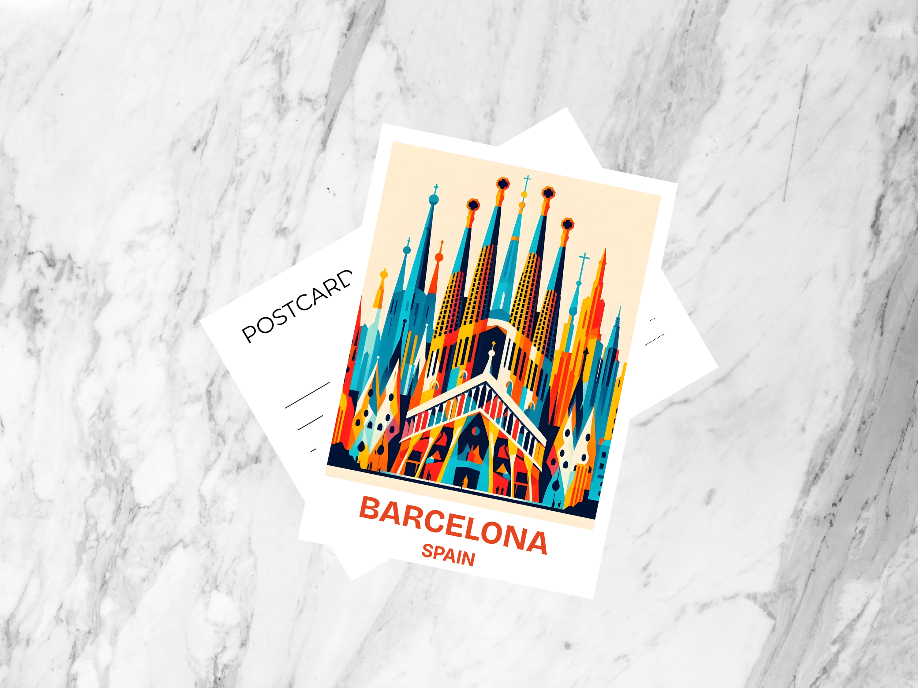 Handmade Barcelona Travel Postcard Gift for Traveler Cute Spain Holiday Postcard Blank Travel Journal Keepsake Europe City Postcard Print