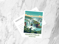 Iguazu Falls Nature Travel Postcard Retro Vintage Travel Poster Mid Century Argentina Brazil Scenic Waterfall Art Card