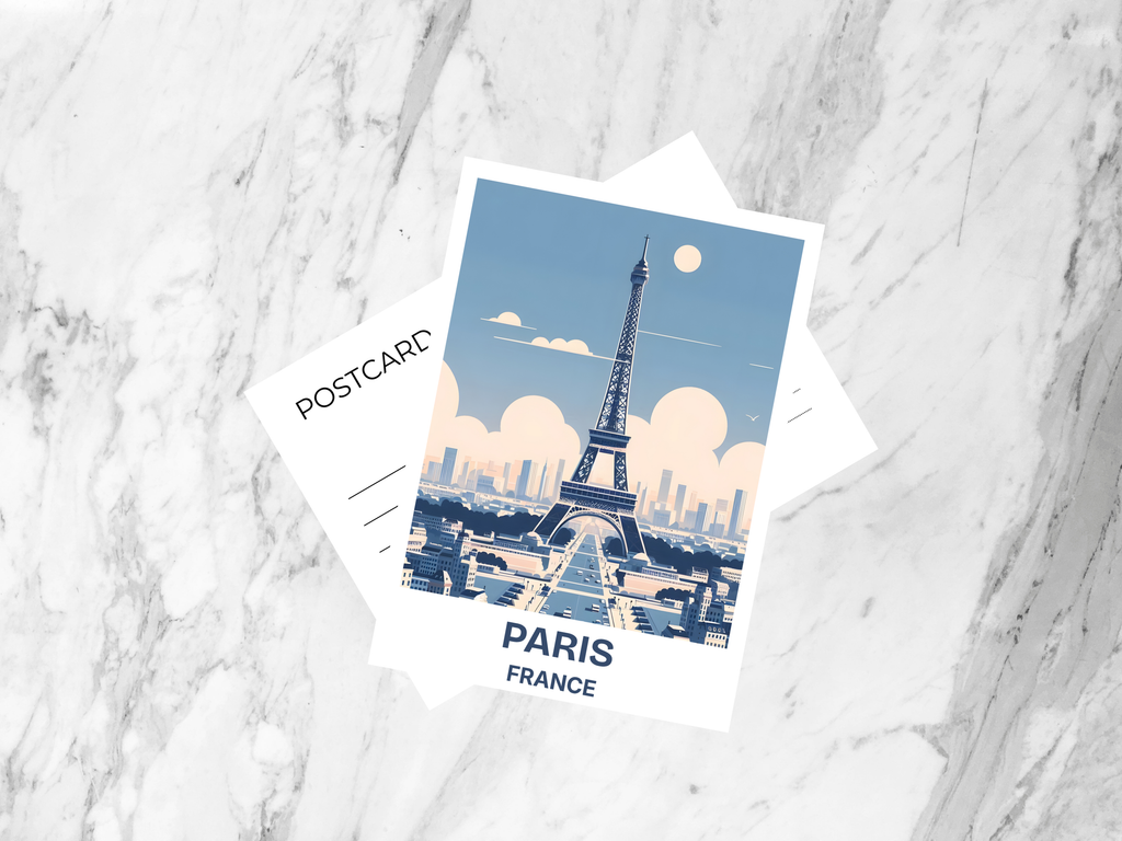 Eiffel Tower Postcard Blank Paris Holiday Postcard Print Gift for Traveler Travel Scrapbook Vintage Postcards Handmade Paris Postcard