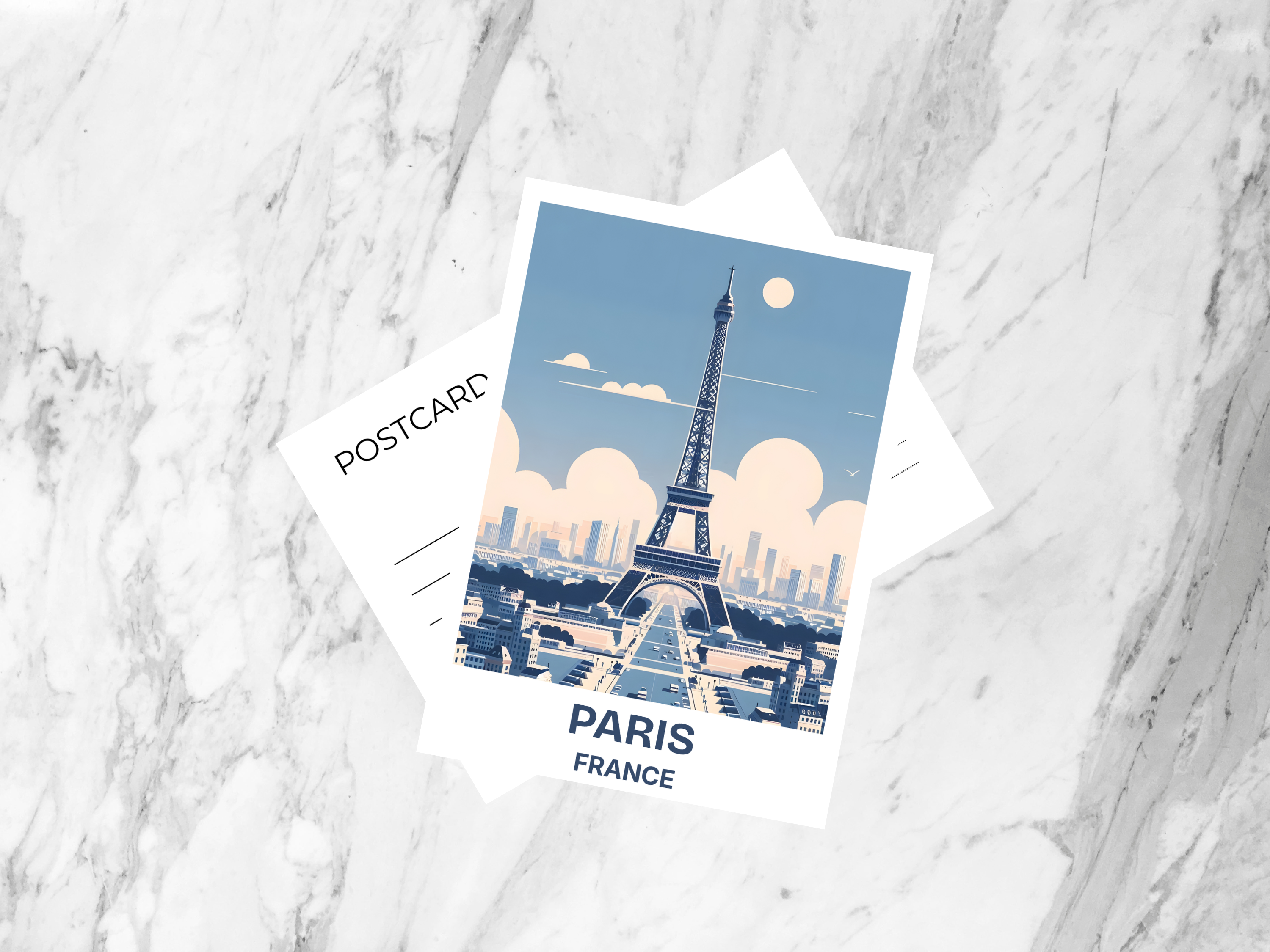Eiffel Tower Postcard Blank Paris Holiday Postcard Print Gift for Traveler Travel Scrapbook Vintage Postcards Handmade Paris Postcard