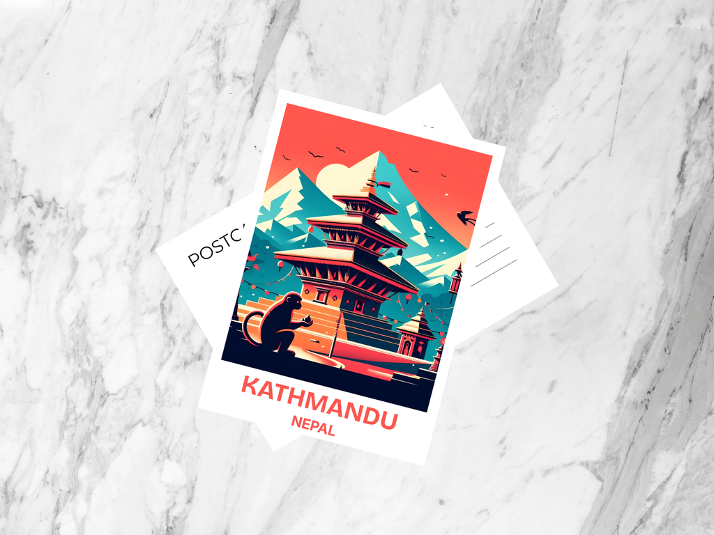 Kathmandu Travel Postcard Blank Nepal Holiday Postcard Print Gift for Traveler Unique Handmade Travel Scrapbook Keepsake