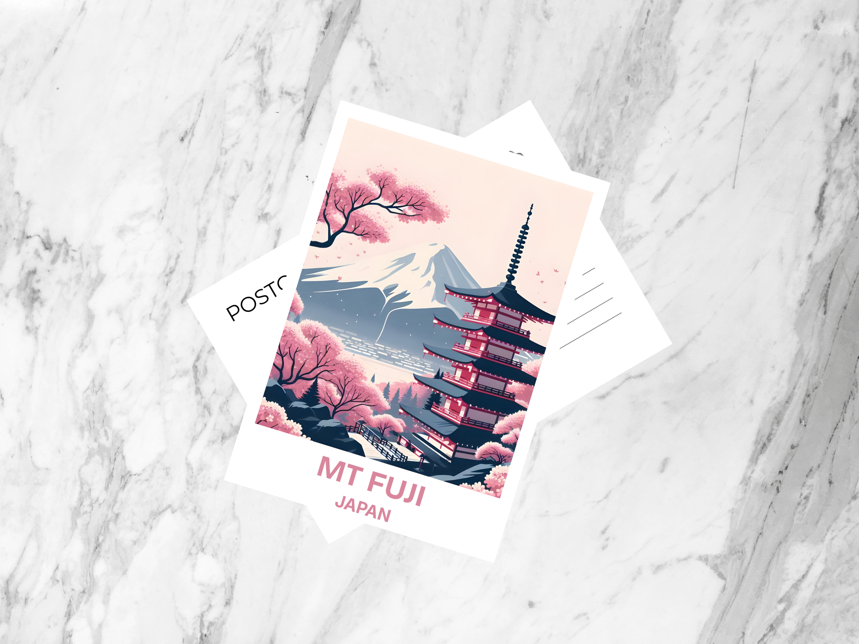 Mt Fuji Postcard Famous Japanese Landmark Poster Print Japan City Portrait Postcard Stationary Asia Holiday Memento Wonder of World Photo