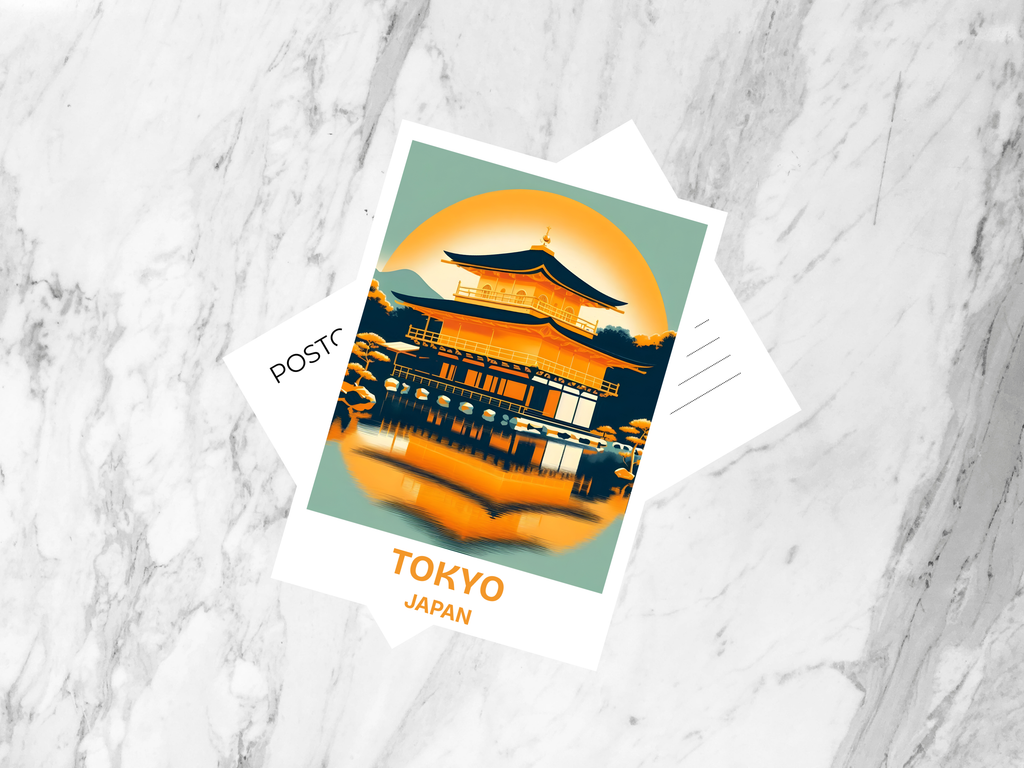 Kyoto Temple Postcard Kinkaku-ji Golden Pavilion Travel Souvenir Japanese Temple Illustration Artwork Keepsake Asia Landmark Gift