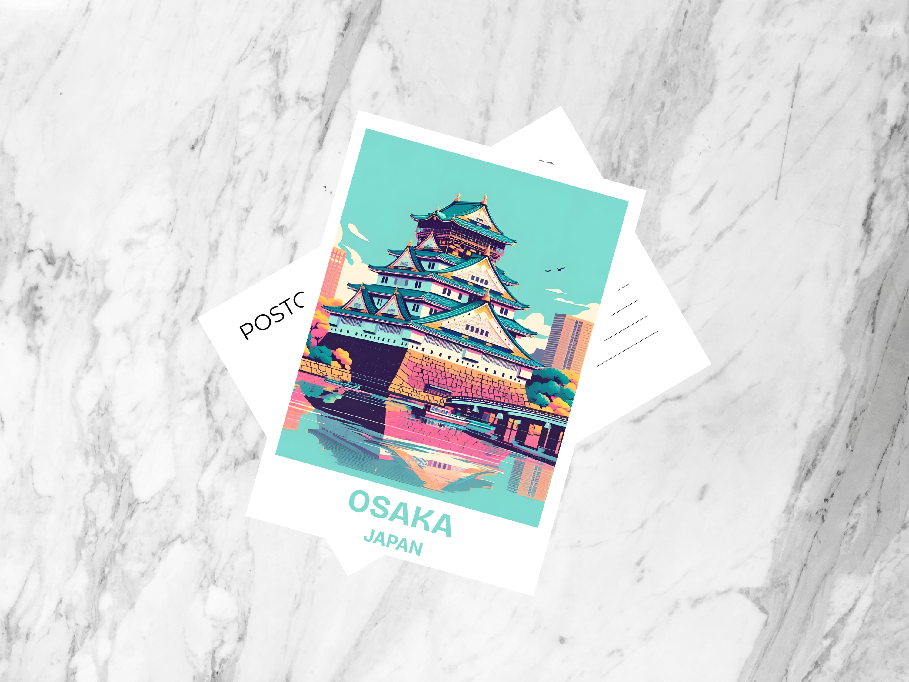 Japan Travel Postcard Osaka Castle Souvenir Japanese Landmark Art Card for Tourists Collectors and Travel Lovers