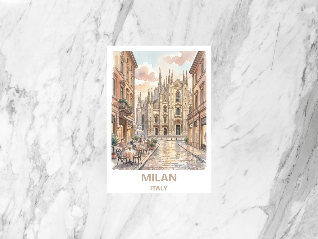 Milan Italy Watercolor Postcard Duomo di Milano Travel Art Italian City Souvenir Card Europe Vacation Gift Cute Blank Postcards