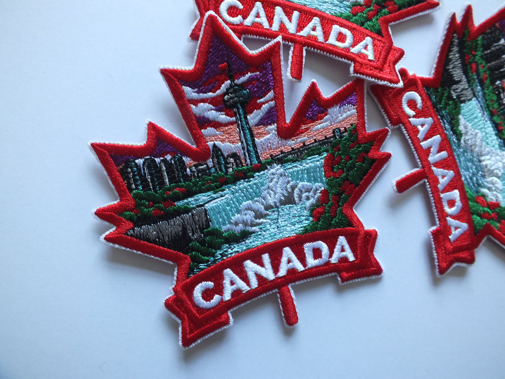 Niagara Falls Patch Iron On Embroidery Canada Sew On Patch for Jacket Maple Leaf Hook and Loop World Travel Patch Canadian Hockey Patches