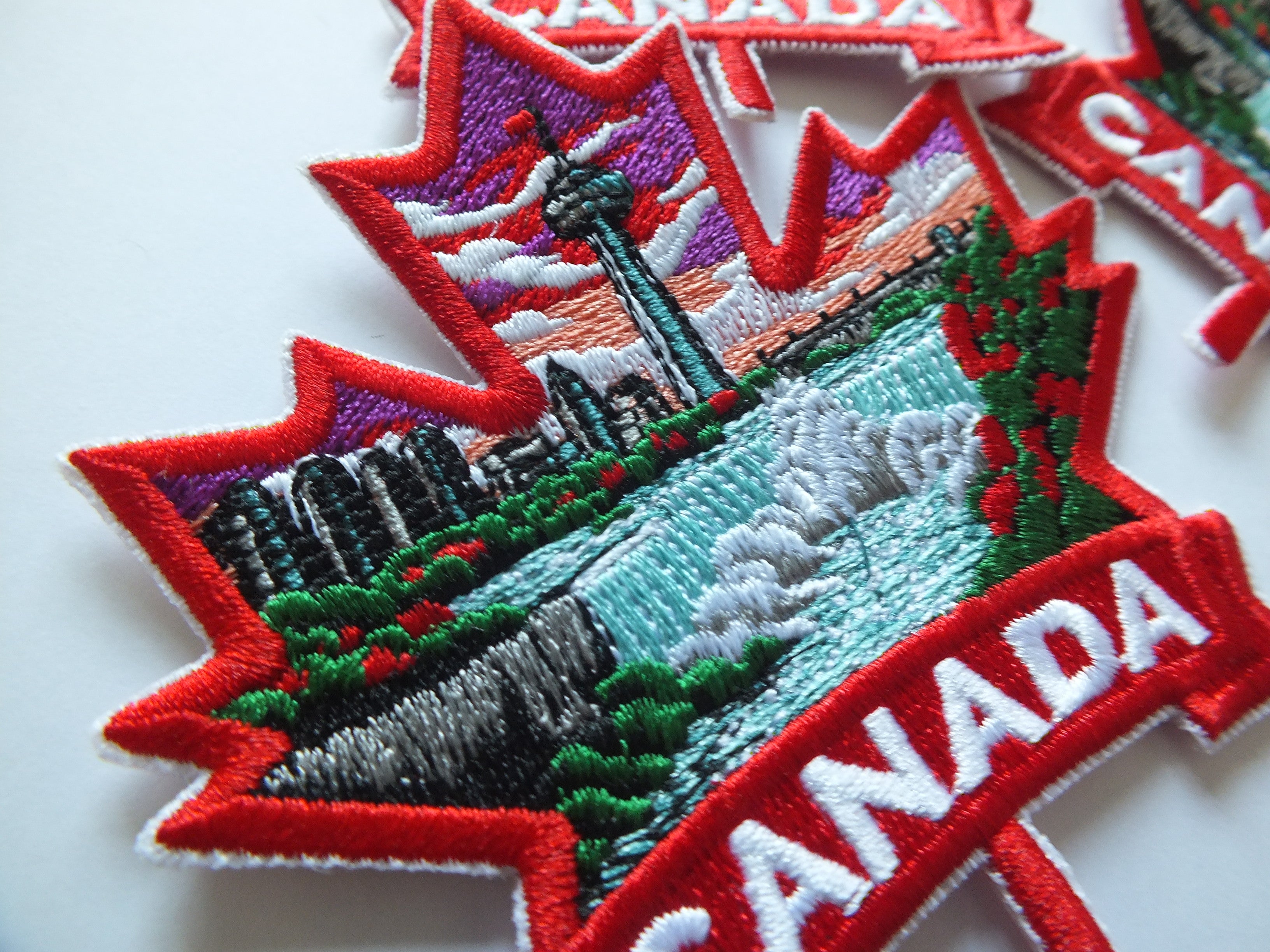 Niagara Falls Patch Iron On Embroidery Canada Sew On Patch for Jacket Maple Leaf Hook and Loop World Travel Patch Canadian Hockey Patches