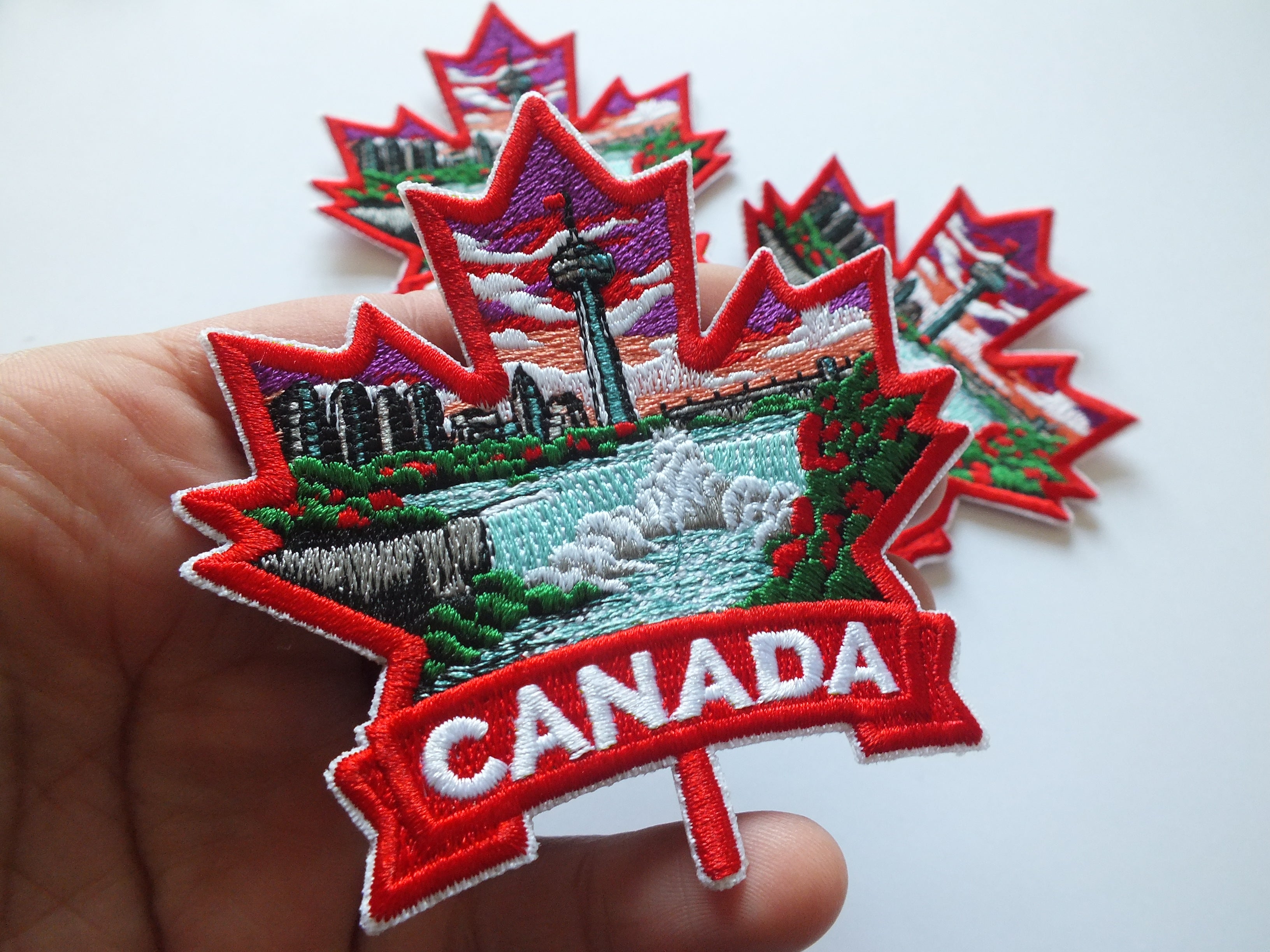 Niagara Falls Patch Iron On Embroidery Canada Sew On Patch for Jacket Maple Leaf Hook and Loop World Travel Patch Canadian Hockey Patches