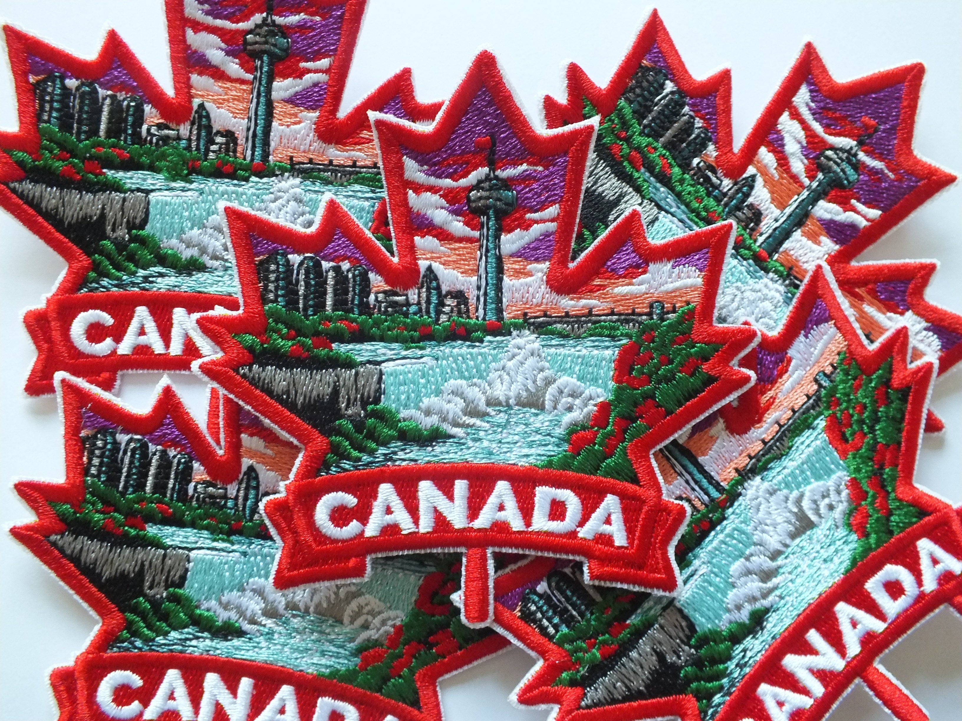 Niagara Falls Patch Iron On Embroidery Canada Sew On Patch for Jacket Maple Leaf Hook and Loop World Travel Patch Canadian Hockey Patches