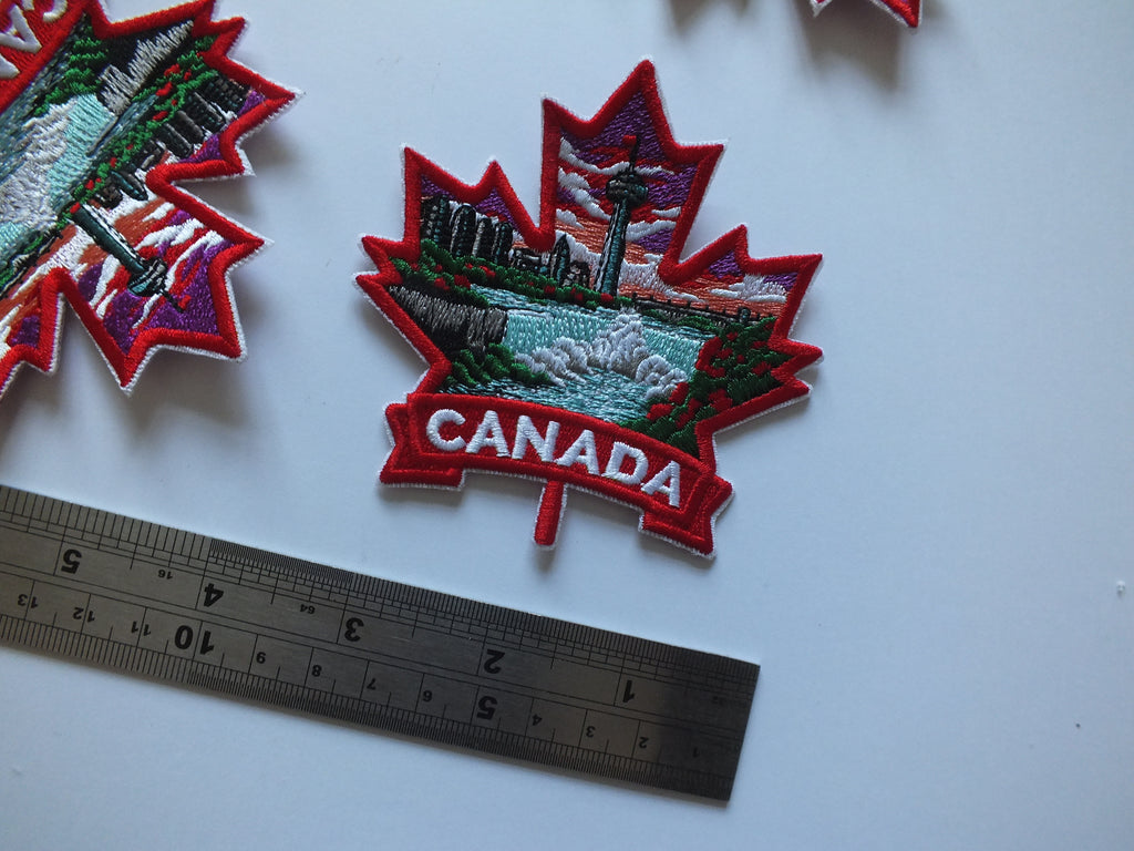 Niagara Falls Patch Iron On Embroidery Canada Sew On Patch for Jacket Maple Leaf Hook and Loop World Travel Patch Canadian Hockey Patches