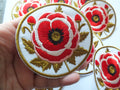 Red Poppy Patch Embroidered Round Flower Badge Iron On Hook and Loop Remembrance Poppy Patch Poppy Jacket Patch Embroidered Poppy Patch