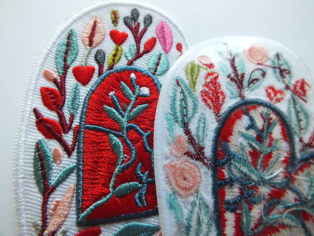 Love Heart Patch Embroidered Red Heart with Colorful Leaves Iron On or Hook Loop Cute Heart Patch Embroidered Anatomical Heart Jacket Badge