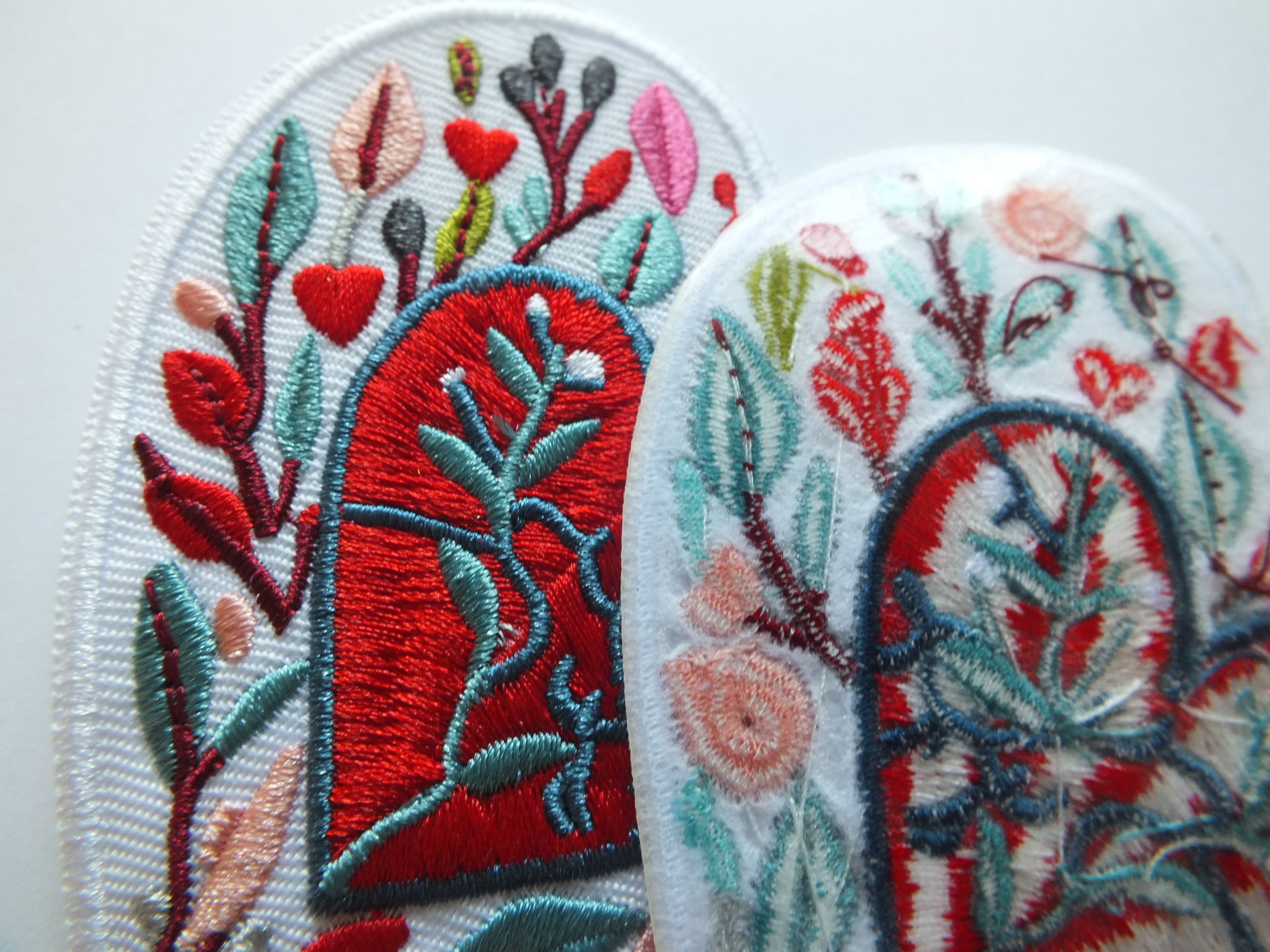 Love Heart Patch Embroidered Red Heart with Colorful Leaves Iron On or Hook Loop Cute Heart Patch Embroidered Anatomical Heart Jacket Badge