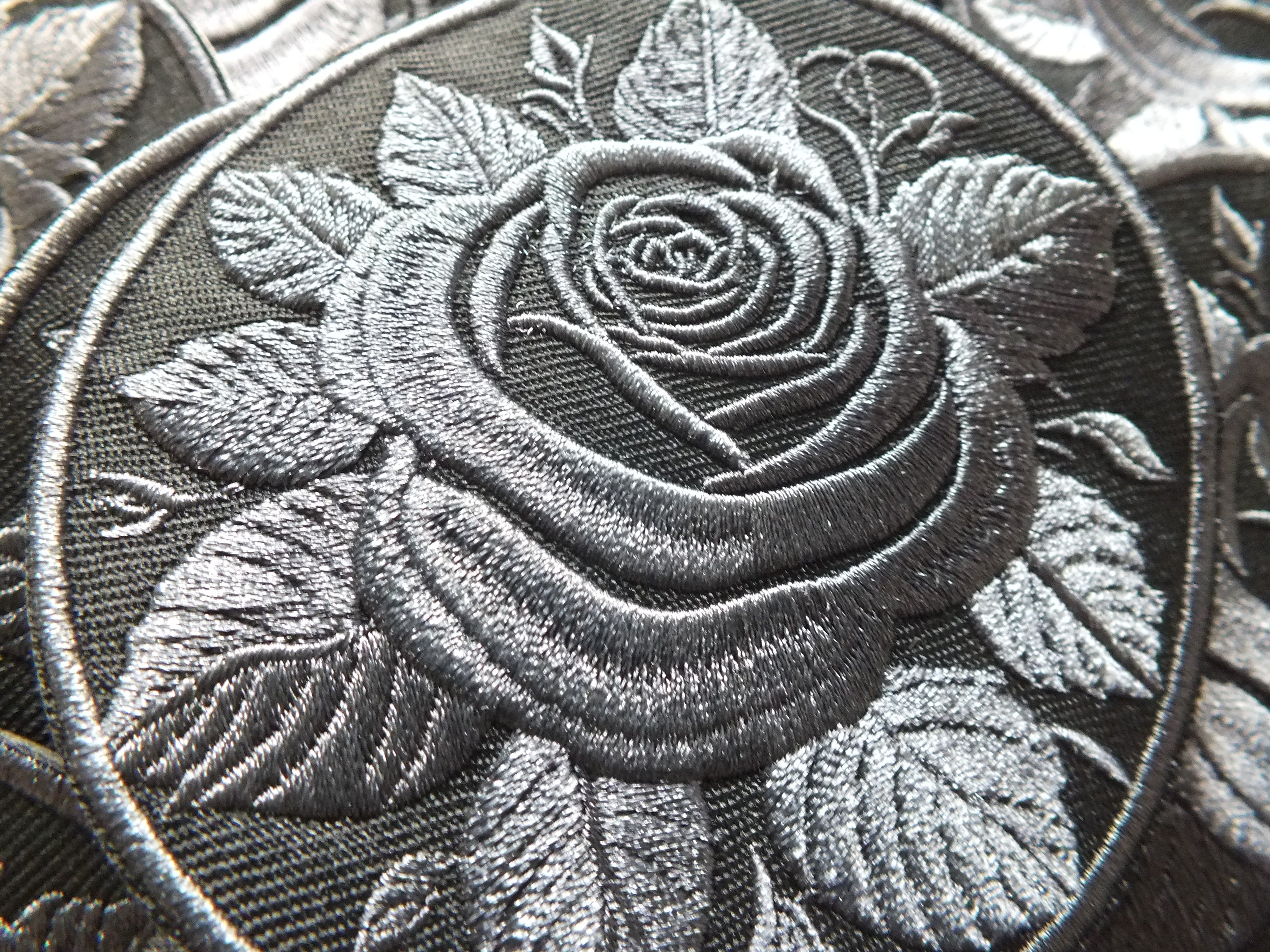 Black Rose Embroidered Patch Gothic Iron On Sew On Dark Flower Jacket DIY Punk Alternative Clothing Accessory Gift Floral Embroidery