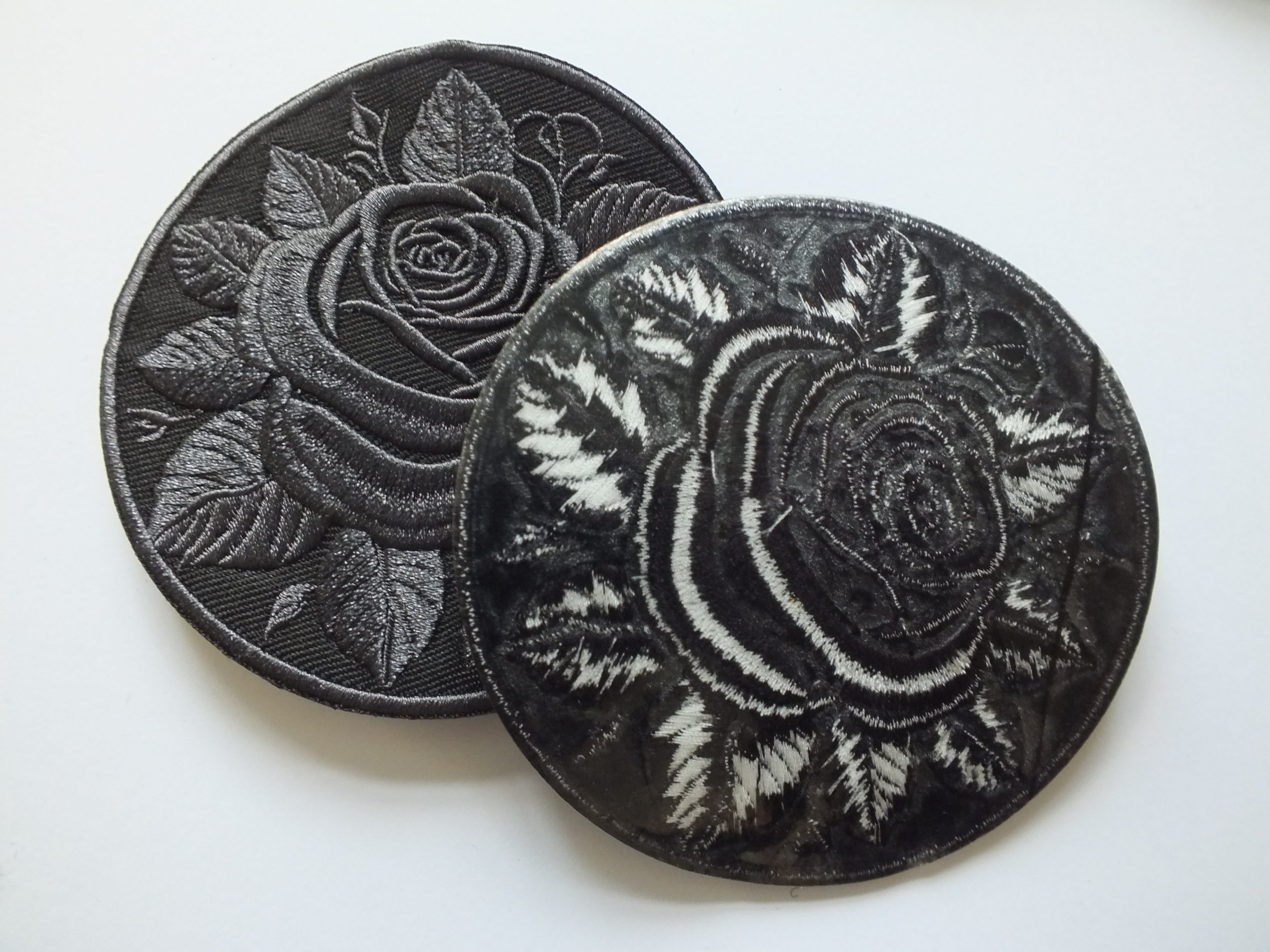 Black Rose Embroidered Patch Gothic Iron On Sew On Dark Flower Jacket DIY Punk Alternative Clothing Accessory Gift Floral Embroidery